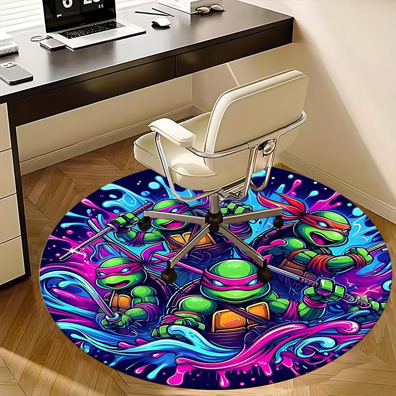 Teenage Mutant Ninja Turtles,TMNT Chair Mat Round Rug Office Carpet, Machine Washable, Non Slip, Suitable for Living Rooms, Bedrooms