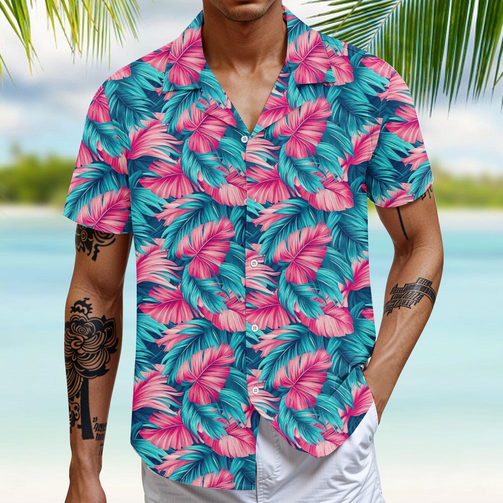 

Гавайская рубашка для мужчин, мужские винтажные рубашки для боулинга на пуговицах, летняя пляжная рубашка с коротким рукавом L
