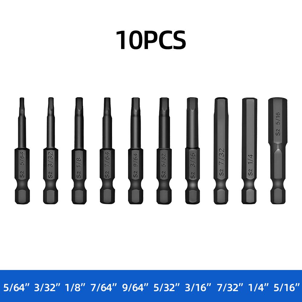 

Набор из 10 шестигранных насадок Аллена для электрошуруповерта 1/4 дюйма Отвертка S2 Сталь Отвертка Удлинительный адаптер Защищенные Магнитные наконечники