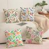 Spring Flower Print Cushion Cover Soft Short Plush Pillow Cover Smooth Cozy Texture Aesthetic Cushion Case Home Decor