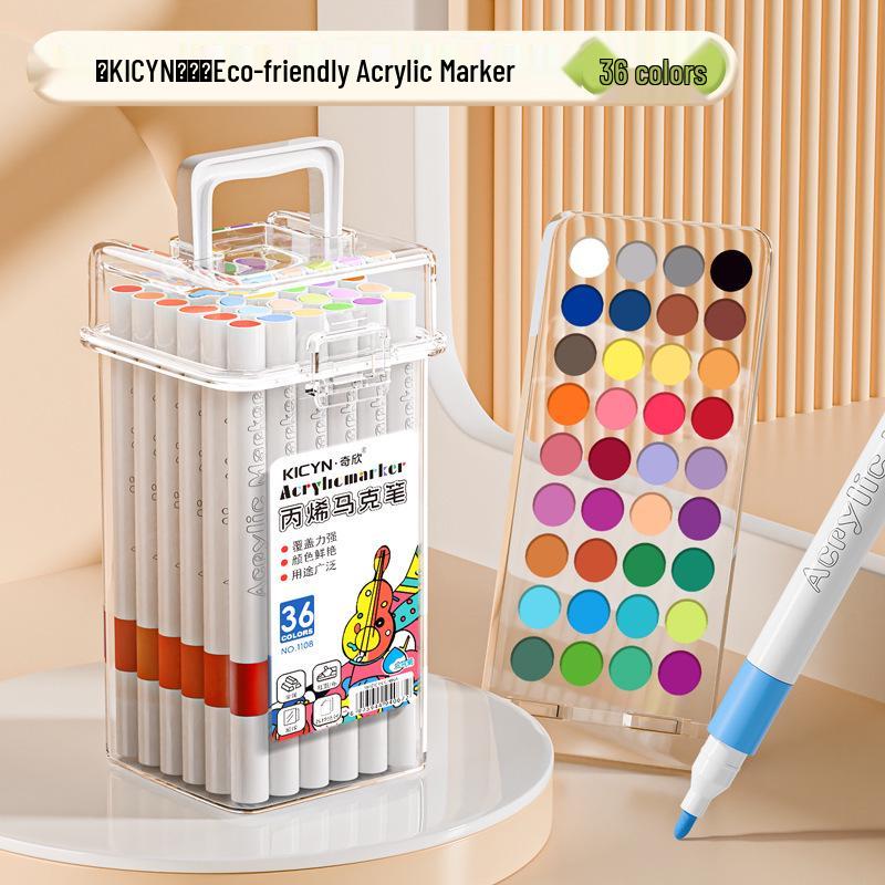 Marqueurs Aquarelle Acrylique pour Enfants - Ne Déteignent Pas, Stylos d'Art Empilables pour Élèves du Primaire