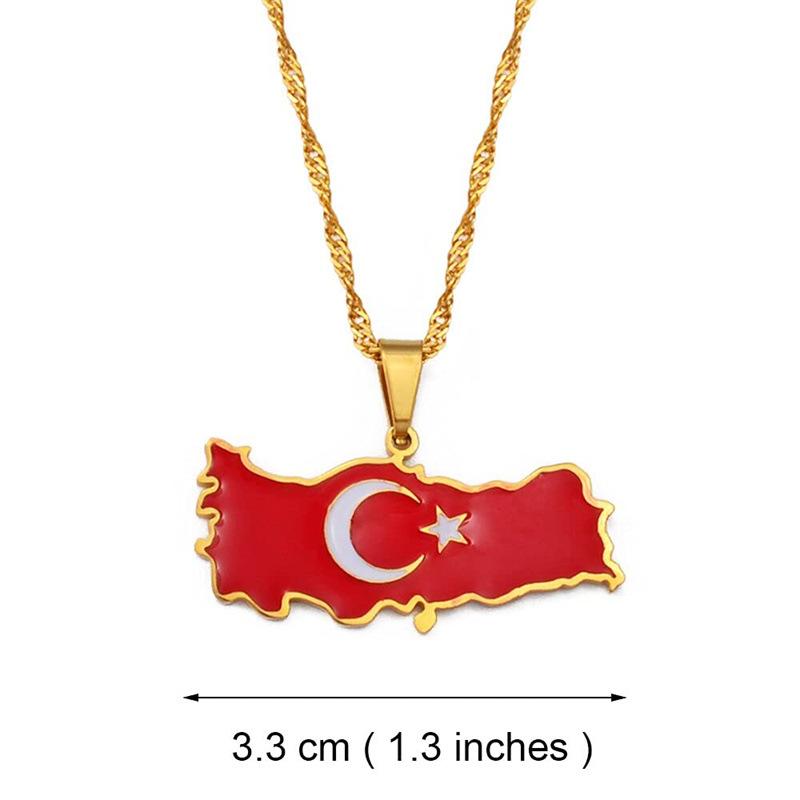 Collier avec pendentif en acier inoxydable et carte du monde pour femme