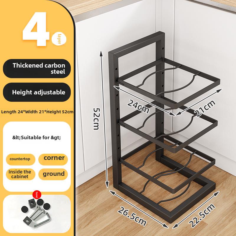 Adjustable Multi-Layer Floor Countertop Pot Storage Rack