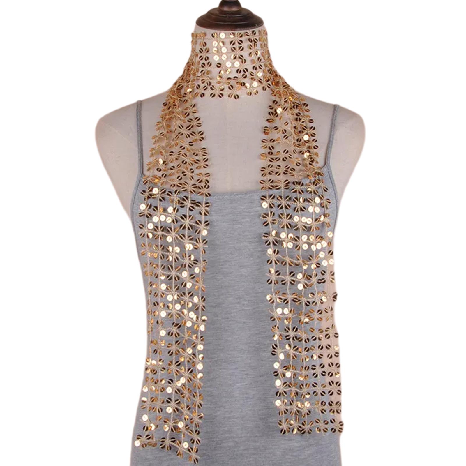 

Блестящий шарф для женщин Цепочка-воротник Полностью пайетки Ночной клуб Вечеринка Рейвы Костюм Блинг-блинг Чокер 1