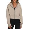 Women's Fashion Casual Hooded Zip Padded Long Sleeve Solid Colour Sweatshirt