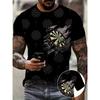 New Summer Men's Fashion T-shirt Personality Retro Pattern Printed Men's T-shirt Top