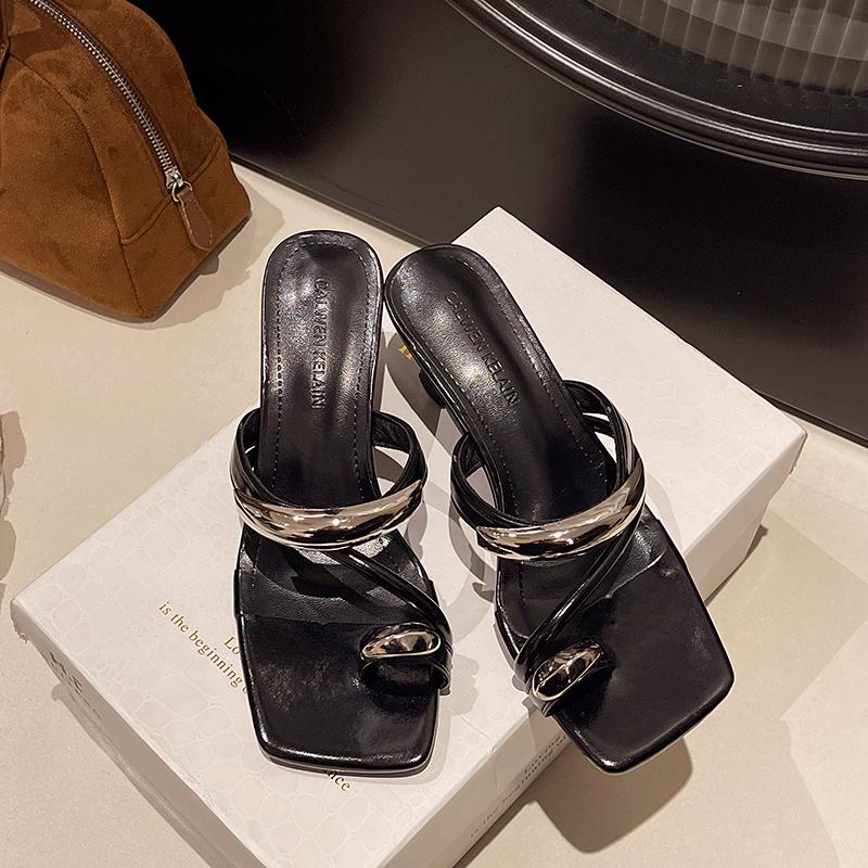 Fashion Women High Heel Sandals Summer New Fashion Square Toe Open Toe Women Elegant Casual Comfortable Black High Heel Sandals