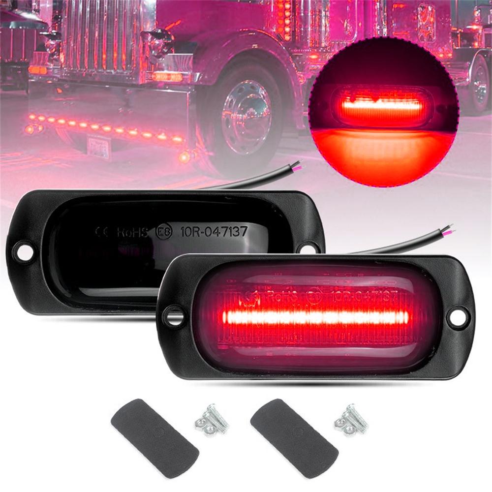 10Pcs 3.5" Red 12 LED Marker Lights Clearance Side Light Smoke For Truck Trailer RV