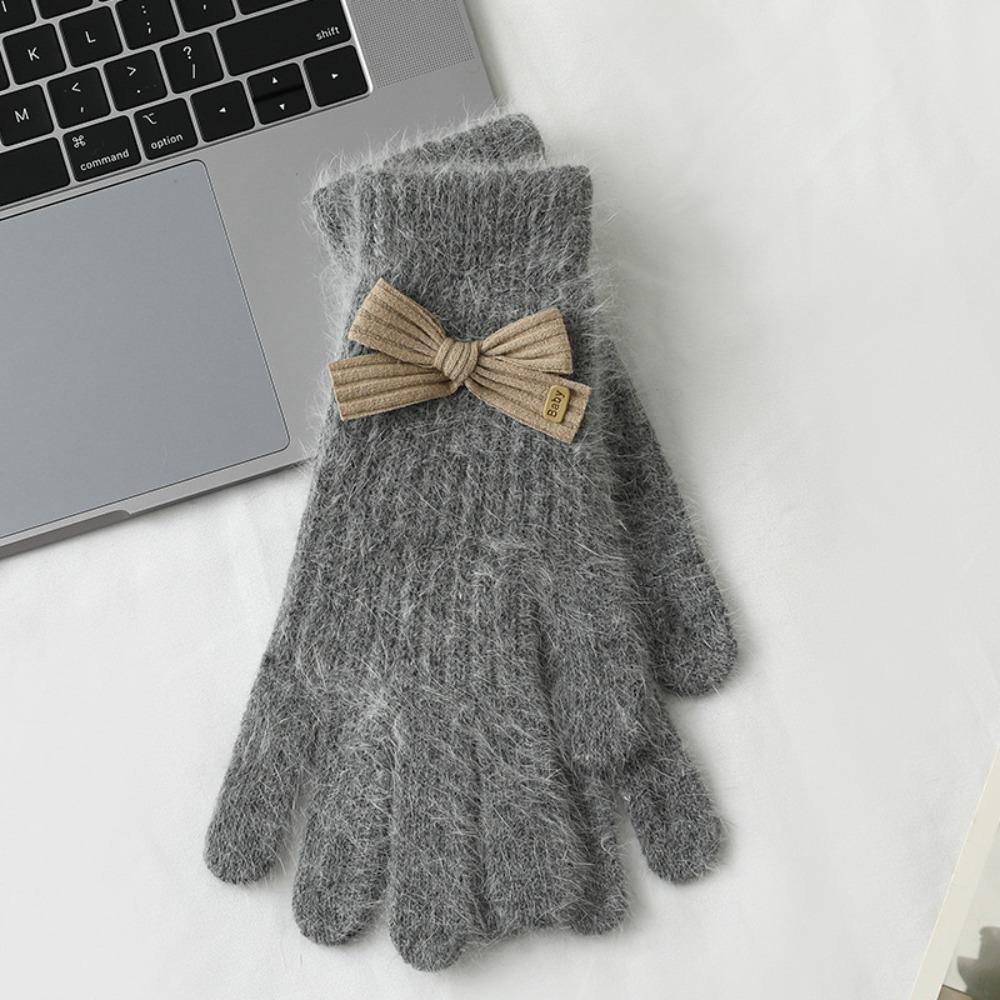 Verdickte Plüschhandschuhe Kaninchenhaar Baumwollfäustlinge Niedliche Vollfingerhandschuhe Frauen