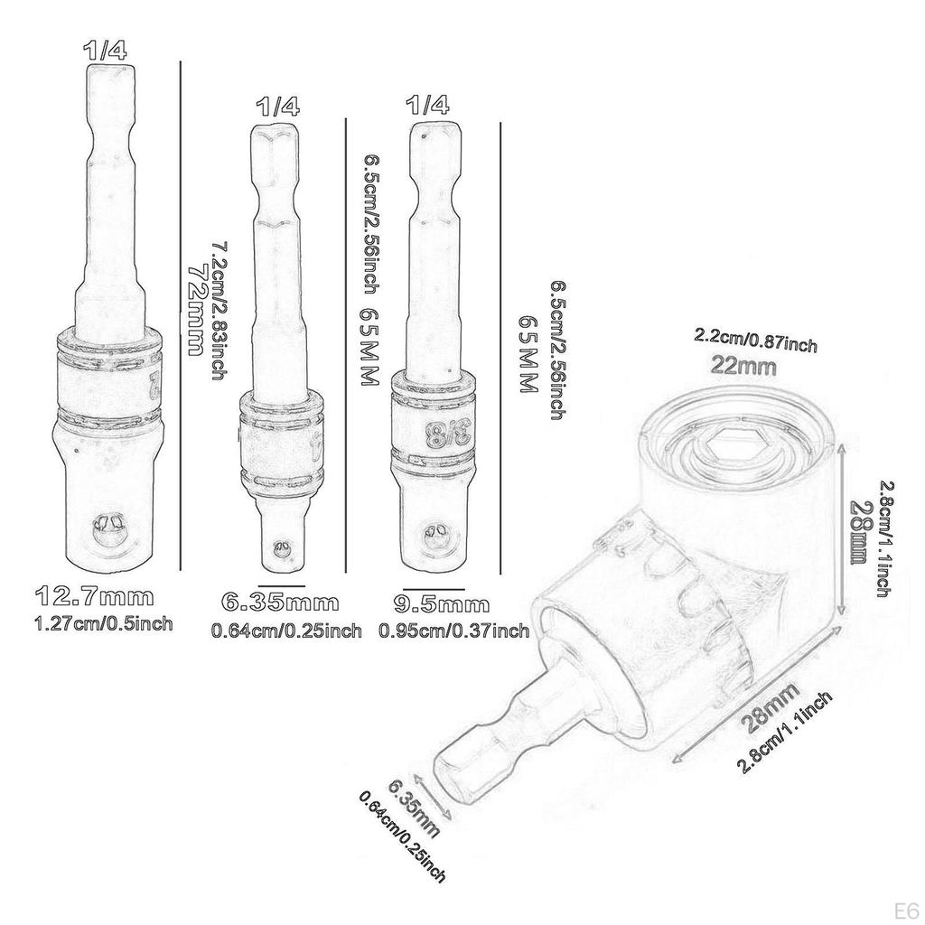 Îndoituri hexagonale pentru țevi 1/4",3/8",1/2" Coadă hexagonală Șurubelniță electrică multifuncțională