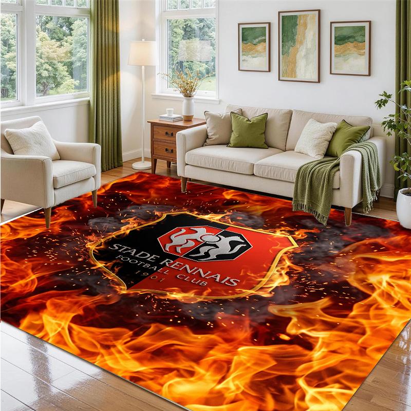 Stade Rennais FC Design Crystal Velvet Rug Soft Decorative Mat for Bedroom Entrance