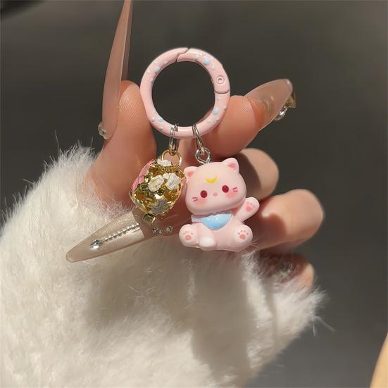 Keychain Pendant Three-dimensional Cat Bell Sound Keyring Keys Bags Phone Lanyard Versatile Hanging Ornament
