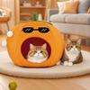 Orange cat bed cute pet cat bed suitable for cats and dogs to keep warm semi-enclosed cat sleeping for all seasons