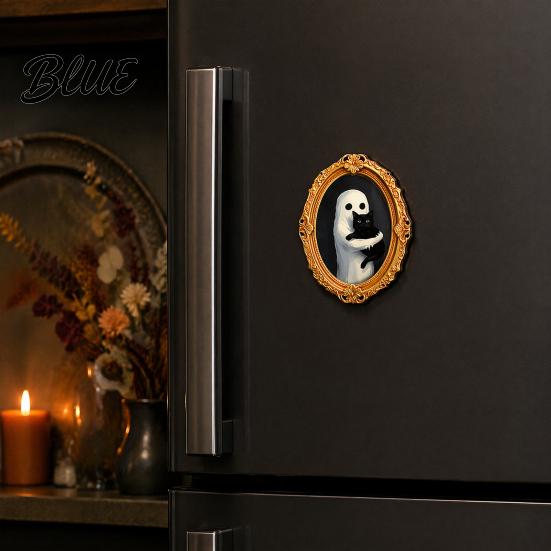 Kitchen Refrigerator Magnet 1/6Pcs Halloween Retro Frame Magnet Wooden Fridge Set Decoration Memo Note Holder for Holiday Party Cartoon