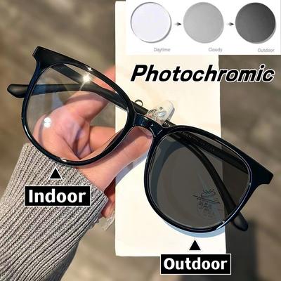 Luxury Fashion Photochromic Myopia Glasses Outdoor Color Changing Sunglasses Unisex Trendy Round Frame Minus Diopter Eyeglasses KTB