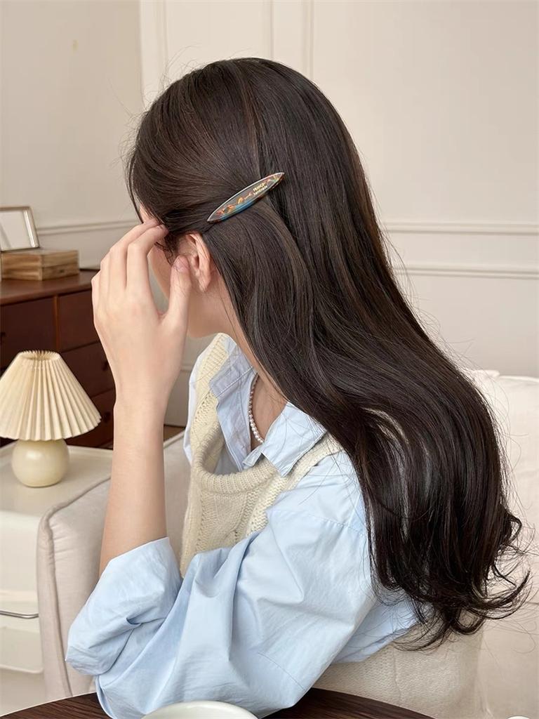 2pcs/set Elegant Acetate Hair Clip Colorful Leopard Print Oval Geometric Hairpin Sweet Women Hair Accessories