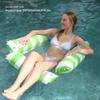 Inflatable Water Foldable Hammock Mesh Backrest PVC Stripe Floating Lounge Mattress Portable Float Summer Party Beach Pool Lake