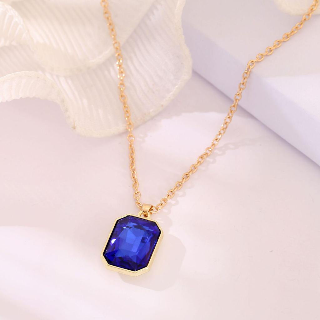 Rose Gold Birthday Stone Pendant Necklace - Women's Fashionable Gemstone Jewelry