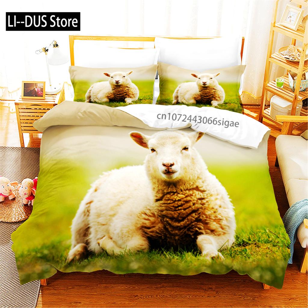 3D Printed Sheep Duvet Cover With Pillow Cover Bedding Set Single Double Twin Full Queen King Size Animal Bed Set Bedroom Decor