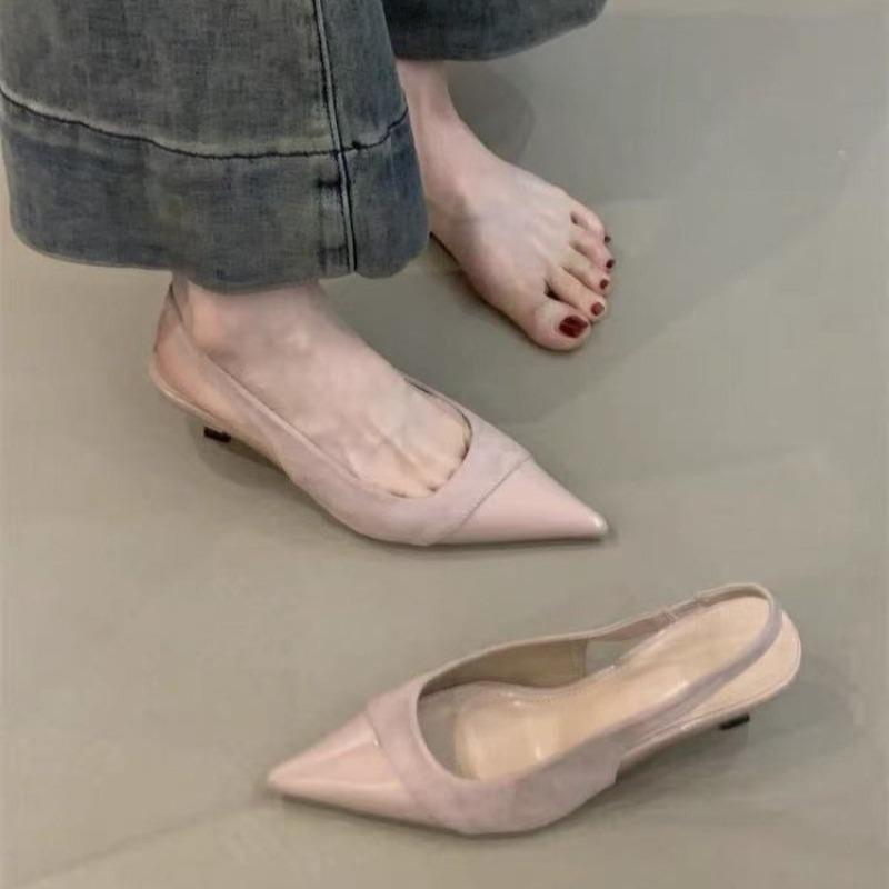 Women's Fashion Sequin Splicing Overhead Sandals Summer New Pointy Shallow Mouth Line with Non-slip Stiletto Shoes