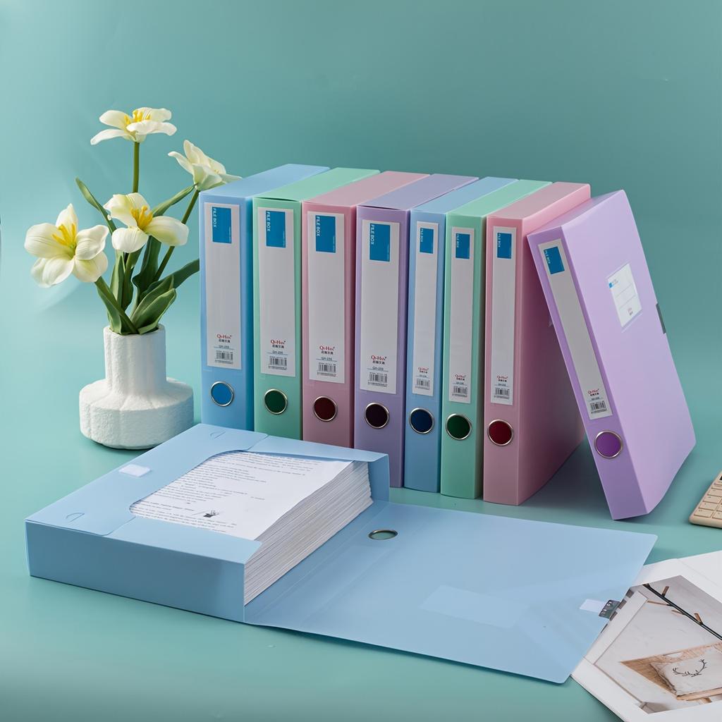 4pcs Morandi A4 Colorful File Folders -Thick Plastic Document Organizer for Accounting, Contracts & Office Supplies,35/55mm Size
