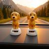 Shiny Smooth Solar Figure Dog Car Dashboard Toy, Yellow Puppy Nodding Figure, Auto Swing Powered Figurine Toy for Office Desk, Cute Animal Decor Kids