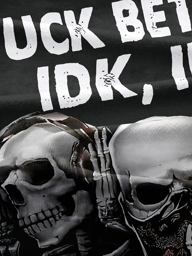 Stylish Design Men's 3D Digital Skeleton Pattern And Letter Print Crew Neck And Short Sleeve T-shirt