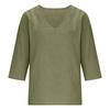 Women's Fashionable Loose-Fit -Color Cotton-Linen V-Neck Casual Blouse