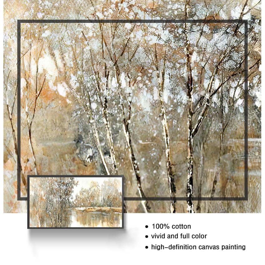 Bäume und Seen Bilder für Wohnzimmer ohne Rahmen, abstrakte Landschaft, Ölgemälde, Poster und Drucke, Wandkunst, Leinwandgemälde