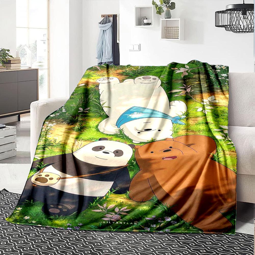 We Bare Bears Print Flannel Blanket High Quality Warm Comfortable Cover for All Seasons Perfect for Gifts Home Decor