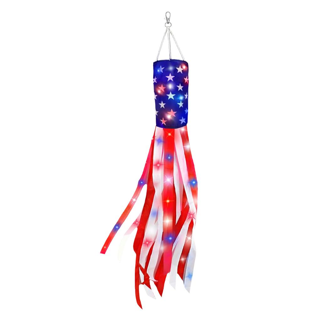 American Flag Windsock 3 Modes Hanging 4th of July Decorations Reusable Independence Day Memorial Day Windsocks for Home Decor
