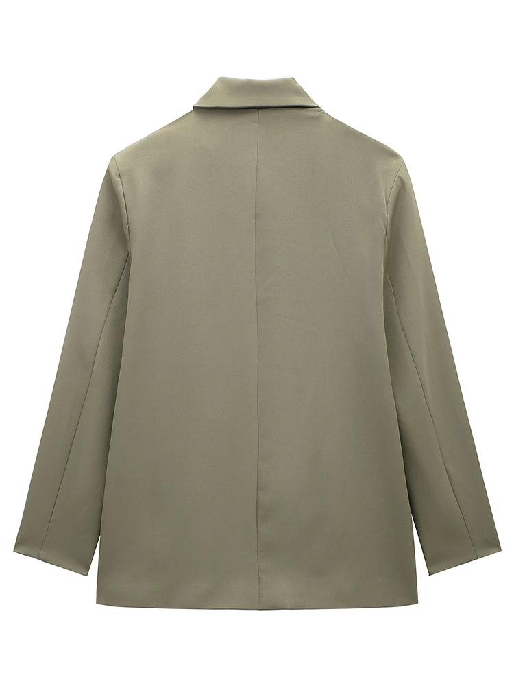 Women Parkas Fashion with Pockets Solid Double Breasted Blazer Vintage Long Sleeves Notched Neck Female Office Lady Outfits