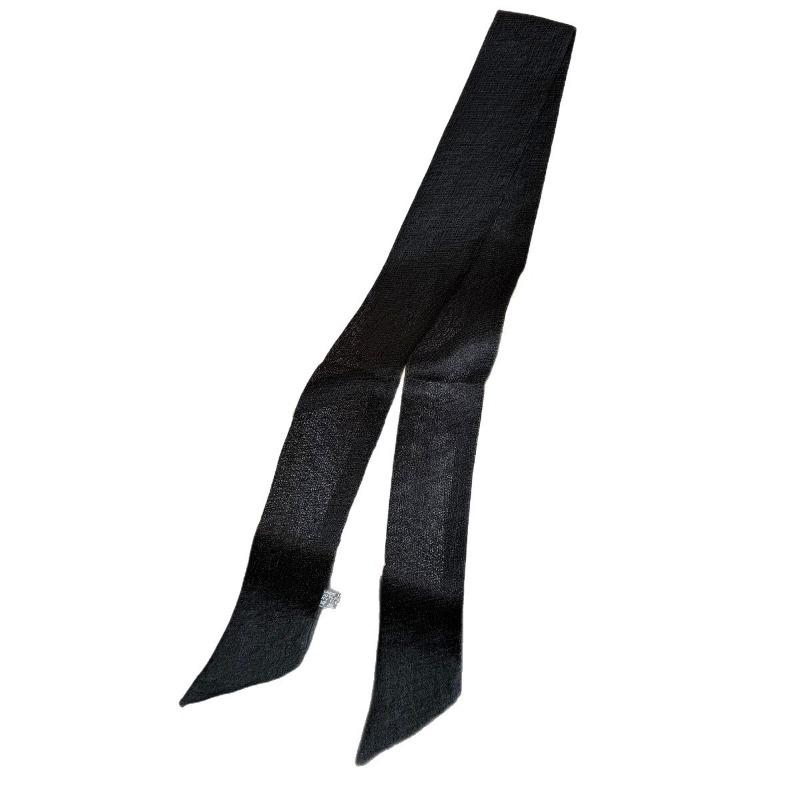 New monochrome women's decorative streamer wrapping bag ribbon solid color linen silk scarf small scarf headband scarf