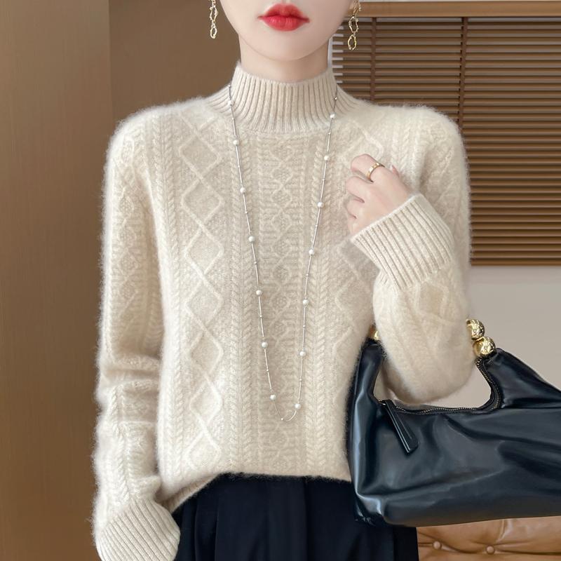 Damen Kaschmirpullover Qinghe Kaschmir 30% Kaschmir 70% Wolle warm und modisch Allrounder Herbst und Winter