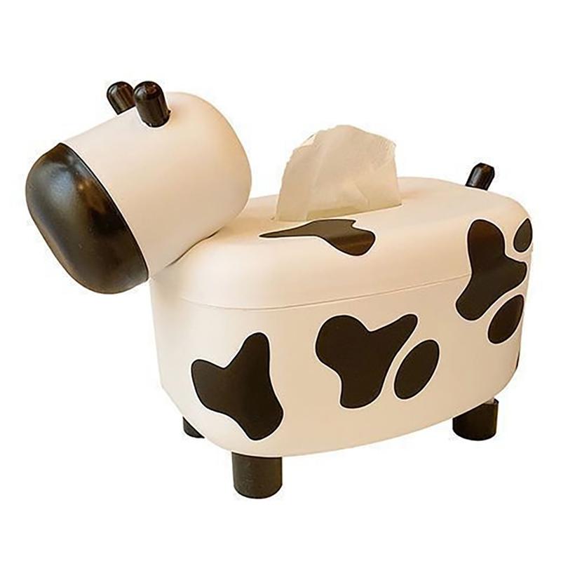 Cutie de șervețele în formă de vacă, cu suport pentru scobitoare, pentru acasă, pentru șervețele, dozator de hârtie, suport pentru depozitare, cutie, decor de masă