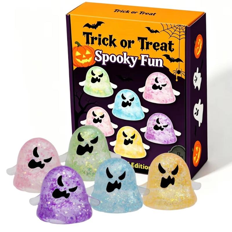 5Pcs Ghost Pinch Set Stress-Relief Toy Halloween Prank Ghost Festival Tricky Party Carnival Celebration Gift Souvenir