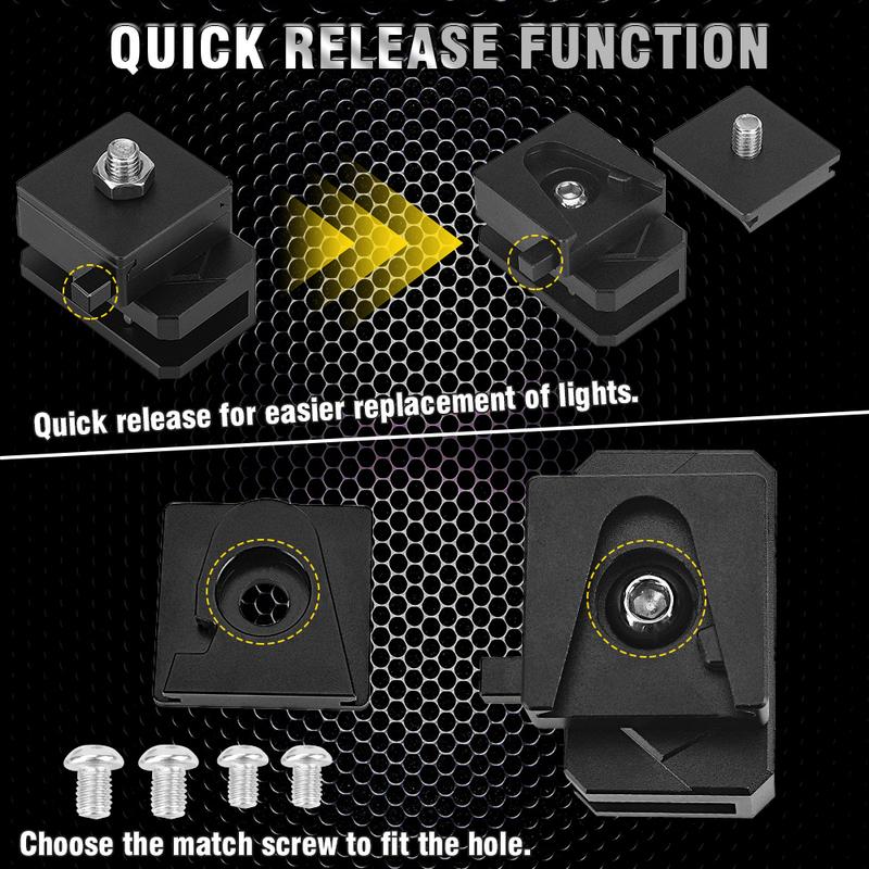 Universal Quick Release Bracket Hood Led Ditch Pods Work Cube Lights Mount Holder for SUV 4X4 Offroad Cars Adjustable Black