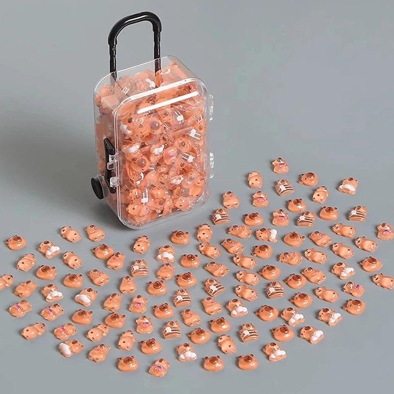 100 шт./Коробка Миниатюрные Фигурки Животных Капибара, Мультяшные Милые Пластиковые Мини-Куклы Капибара, Креативные Аксессуары для DIY 100pcs