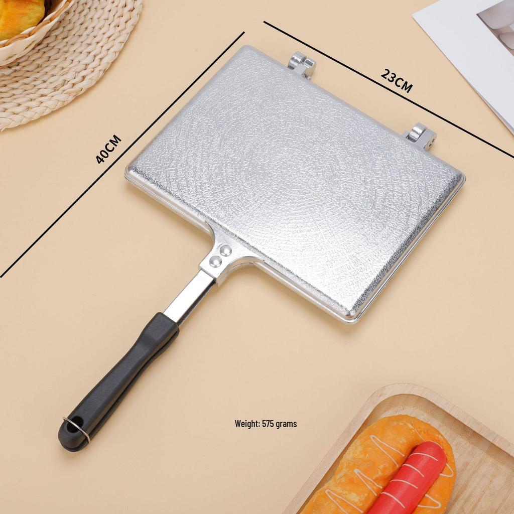 Introducing the "Double-Sided Striped Grill Pan" – perfect for sandwiches, steaks, and eggs.