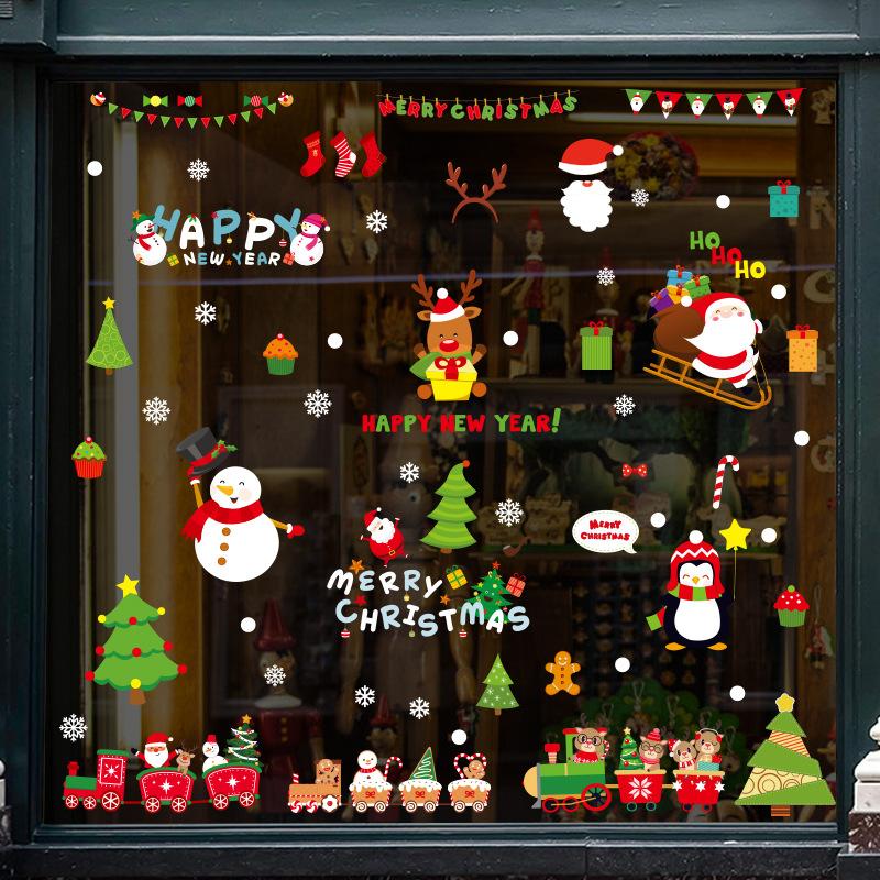 Christmas Window Stickers Electrostatic Series Car Christmas Window Glass Window Holiday Decoration
