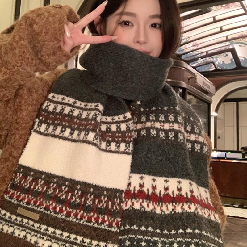 Women Soft Sweet Jacquard Knitted Scarf Headscarf Ladies Casual Warm Scarve Mujer Wrap Shawl New Winter Student Young Girl