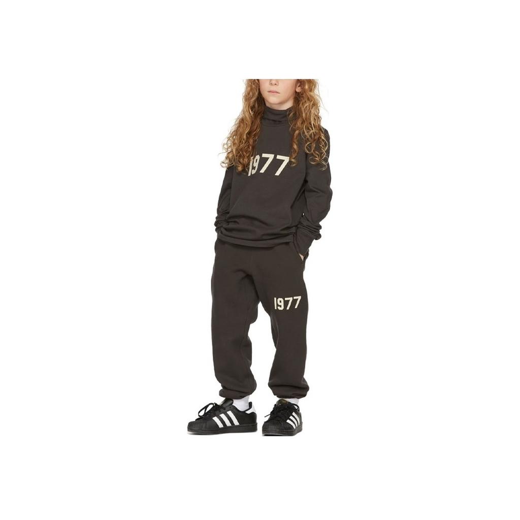 Fear of God Essentials SS22 Iron 1977 Series Digital Print Mock Neck Long Sleeve T-Shirt Kids Tops Black-Iron FOG-SS22-255