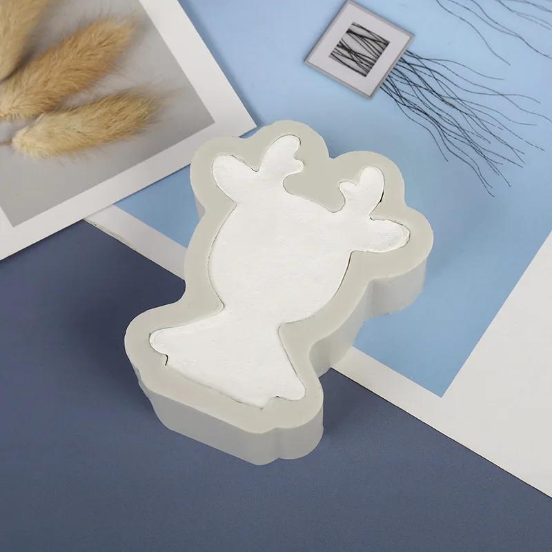1-10PCS Christmas Elk Plaster Aromatherapy Candle Silicone Mold DIY Handmade Soap Car Vent Clip Crafts Home Fragrance Decor