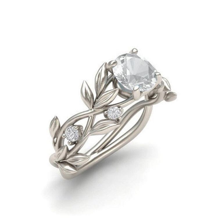 E-Commerce Jewelry Popular Olive Leaf Multi-Color Diamond Ring Factory