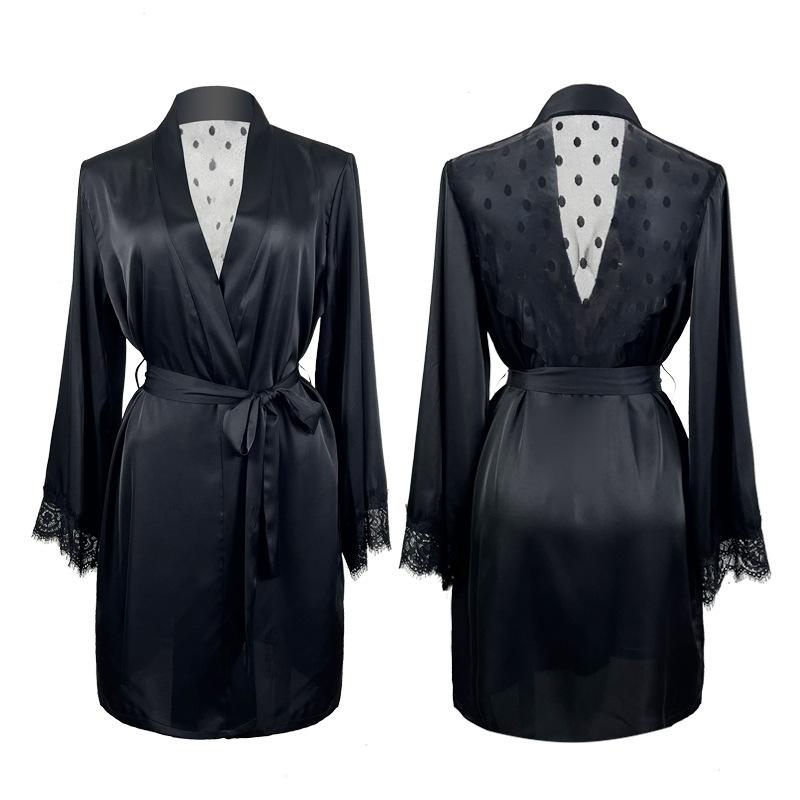 Sexy Backless Spitze Bademantel Kleid Sommer Neue Frauen Robe Nachtwäsche Intimate Dessous Lose Beiläufige Homewear Nachthemd Loungewear