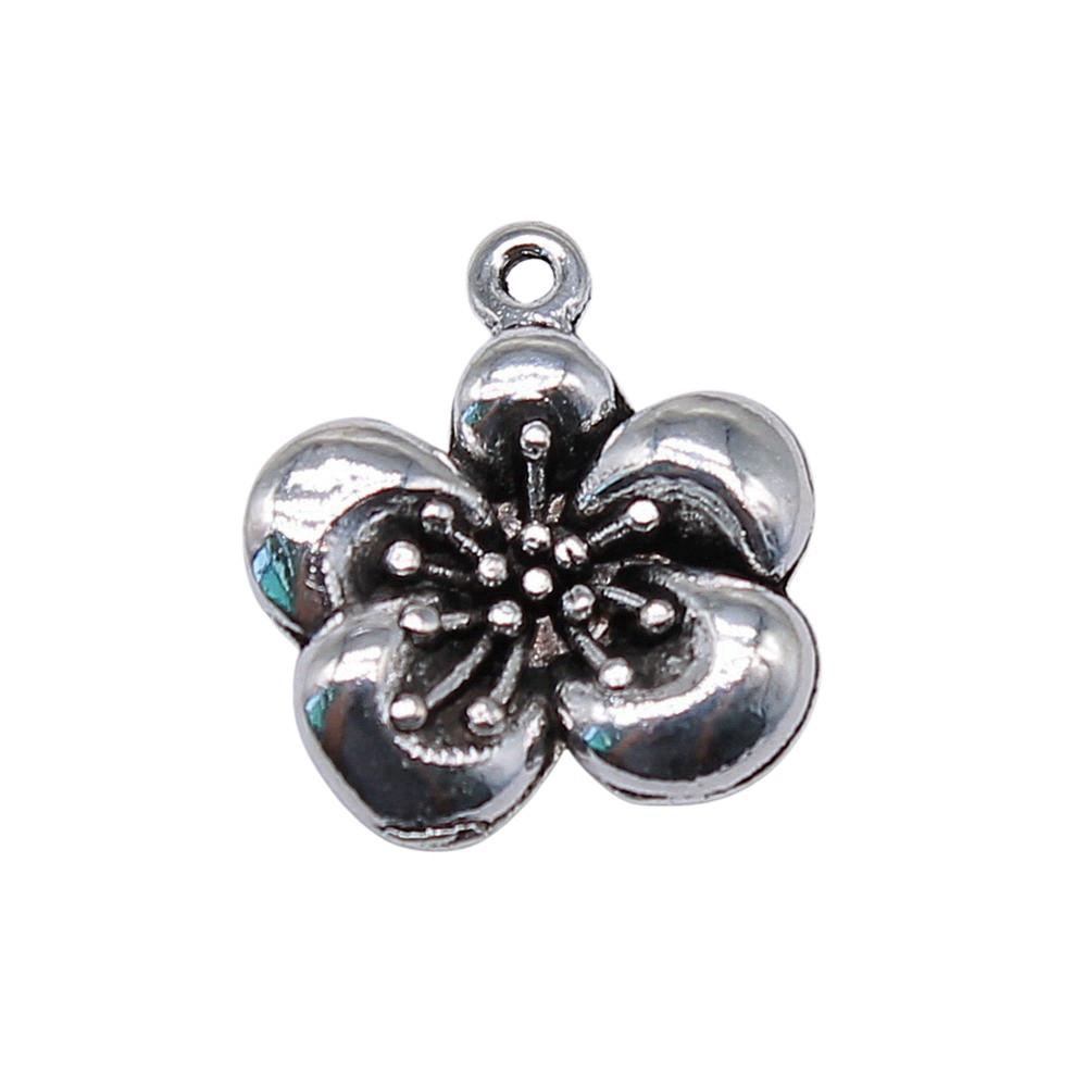 Simple Flower Charms Antique Alloy Pendants For Minimalist Floral Jewelry