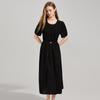 Shetu Round Neck Short Sleeve Mid-length Dress