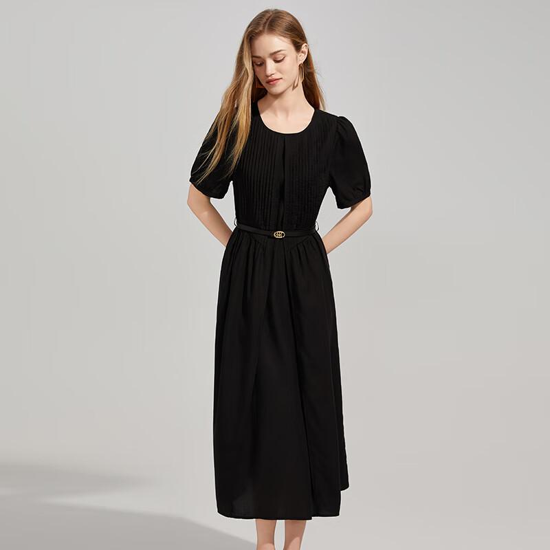 Shetu Round Neck Short Sleeve Mid-length Dress