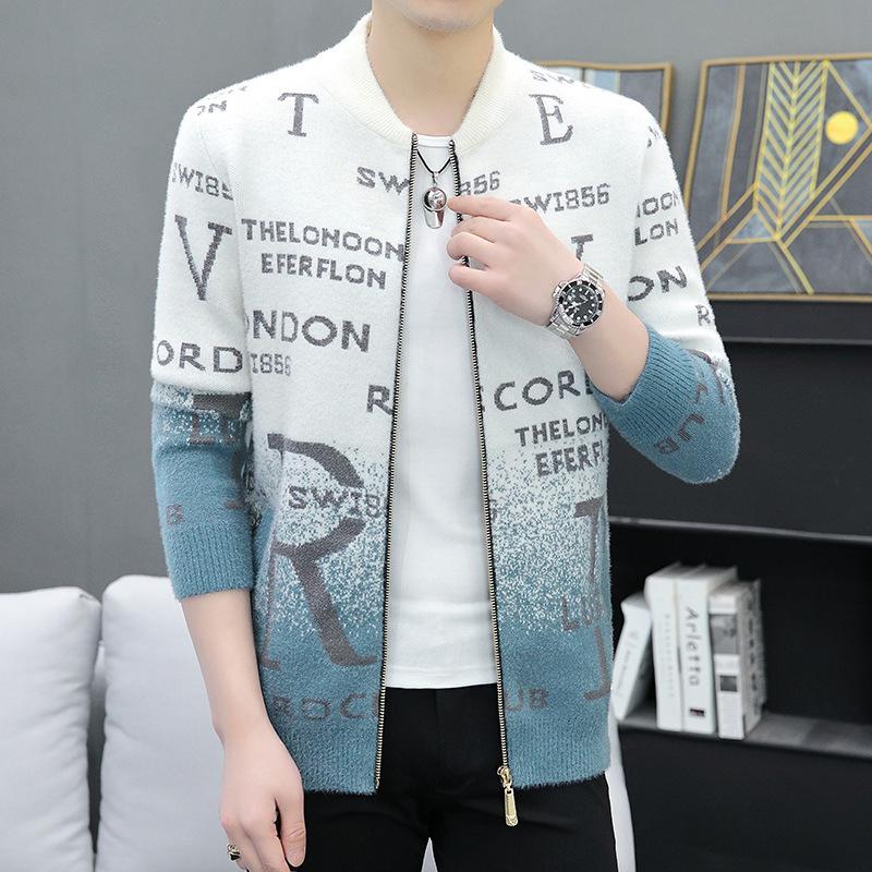 

Горячая распродажа, Мужской свитер с вышивкой букв и воротником-стойкой, Вязаный свитер большого размера, Мужской свитер из ниток XXXXL