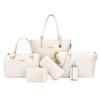 New mother and child women's bags solid color PU six-piece set woven large-capacity simple portable shoulder bag crossbody fashion